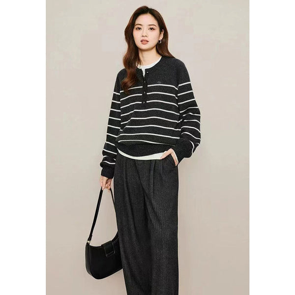 韓国ファッション SELCA-ボーダーニットトップス-2024ss-tp33-05