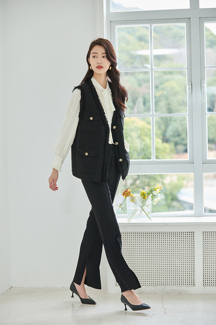 韓国ファッション SELCA-ブラックツイードジレ-2023aw-ot30-06