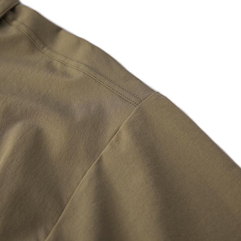 韓国ファッション SELCA-half zip double pocket shirt-mselca2024ss-097-014