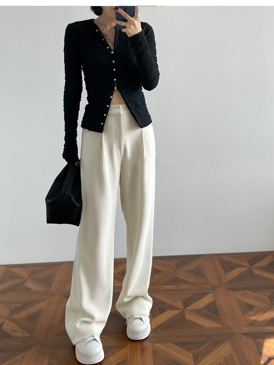 韓国ファッション SELCA-パールボタンタイトカーディガン-2024ss-0059-05