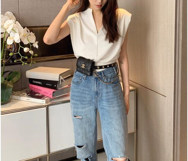 韓国ファッション SELCA-ノースリーブvネックトップス-2024ss-0057-07