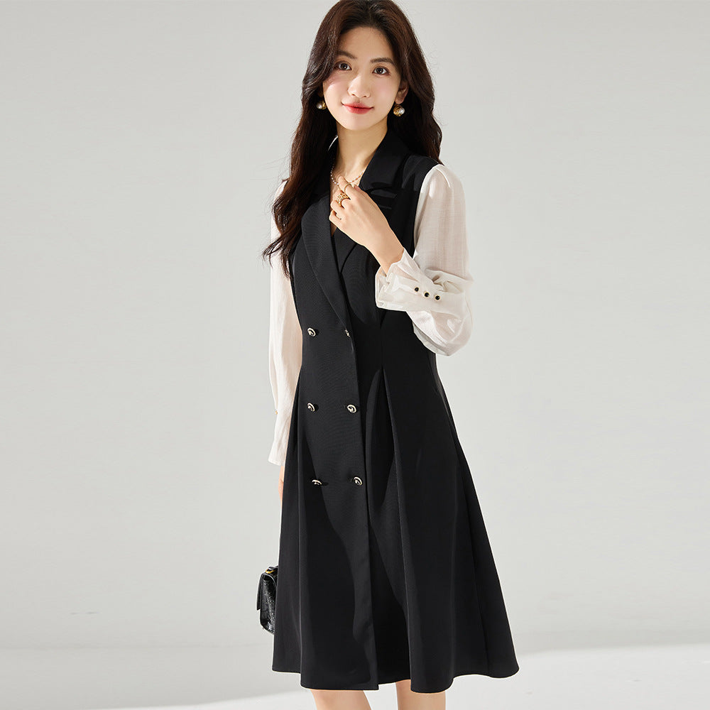 韓国ファッション SELCA-異素材ダブルボタンワンピース-2024ss-85-04