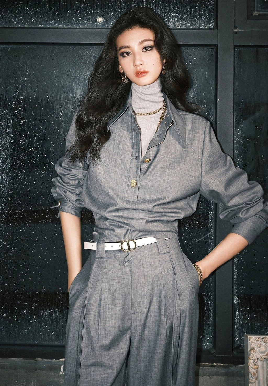 韓国ファッション SELCA-ゴールドアクセントセットアップ（トップス）-2024ss-67-02