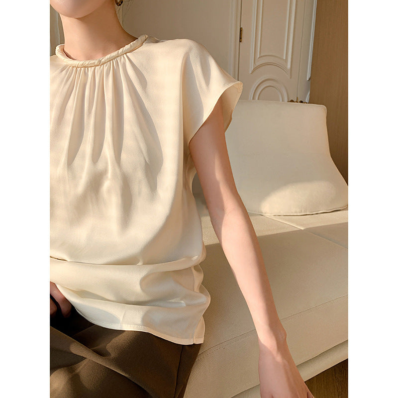 韓国ファッション SELCA-サテンハーフブラウス-2024ss-0044-07