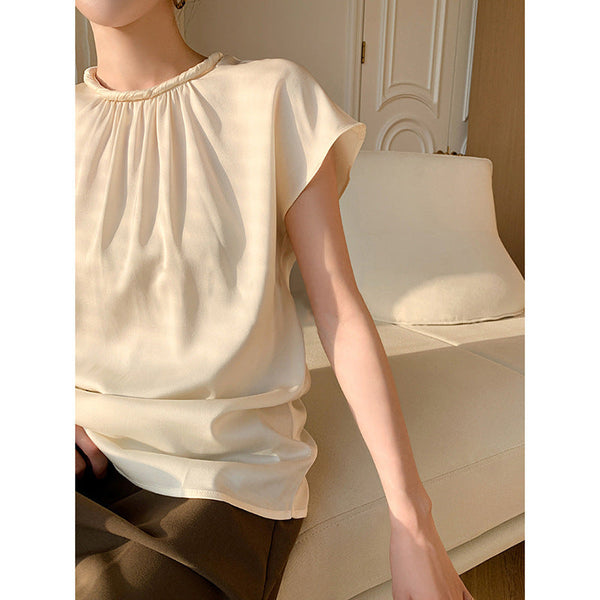 韓国ファッション SELCA-サテンハーフブラウス-2024ss-0044-07