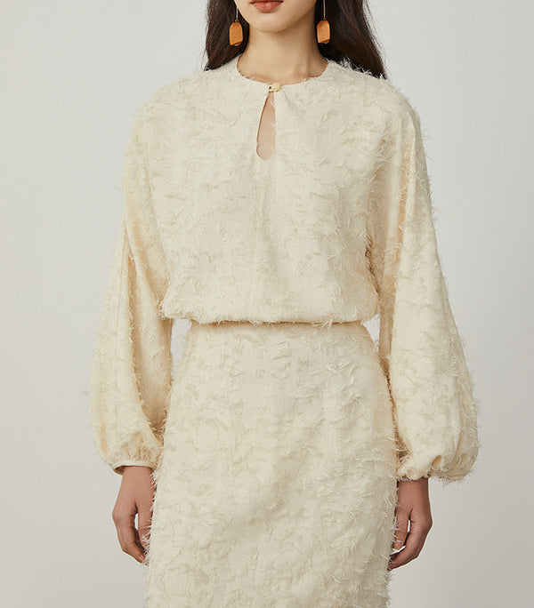 韓国ファッション SELCA-フェザーセットアップドレス-2024ss-0056-04