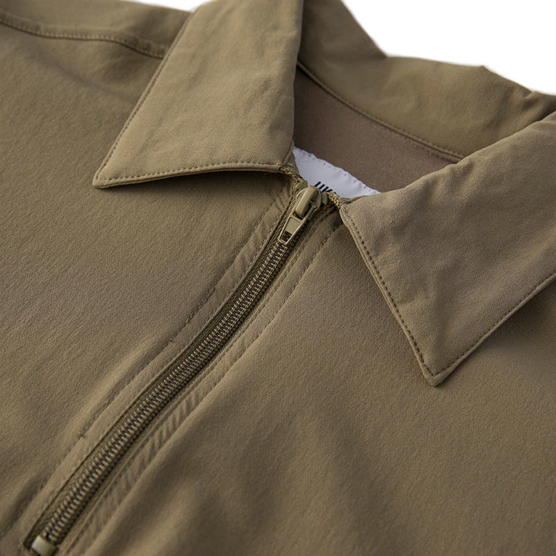 韓国ファッション SELCA-half zip double pocket shirt-mselca2024ss-097-012