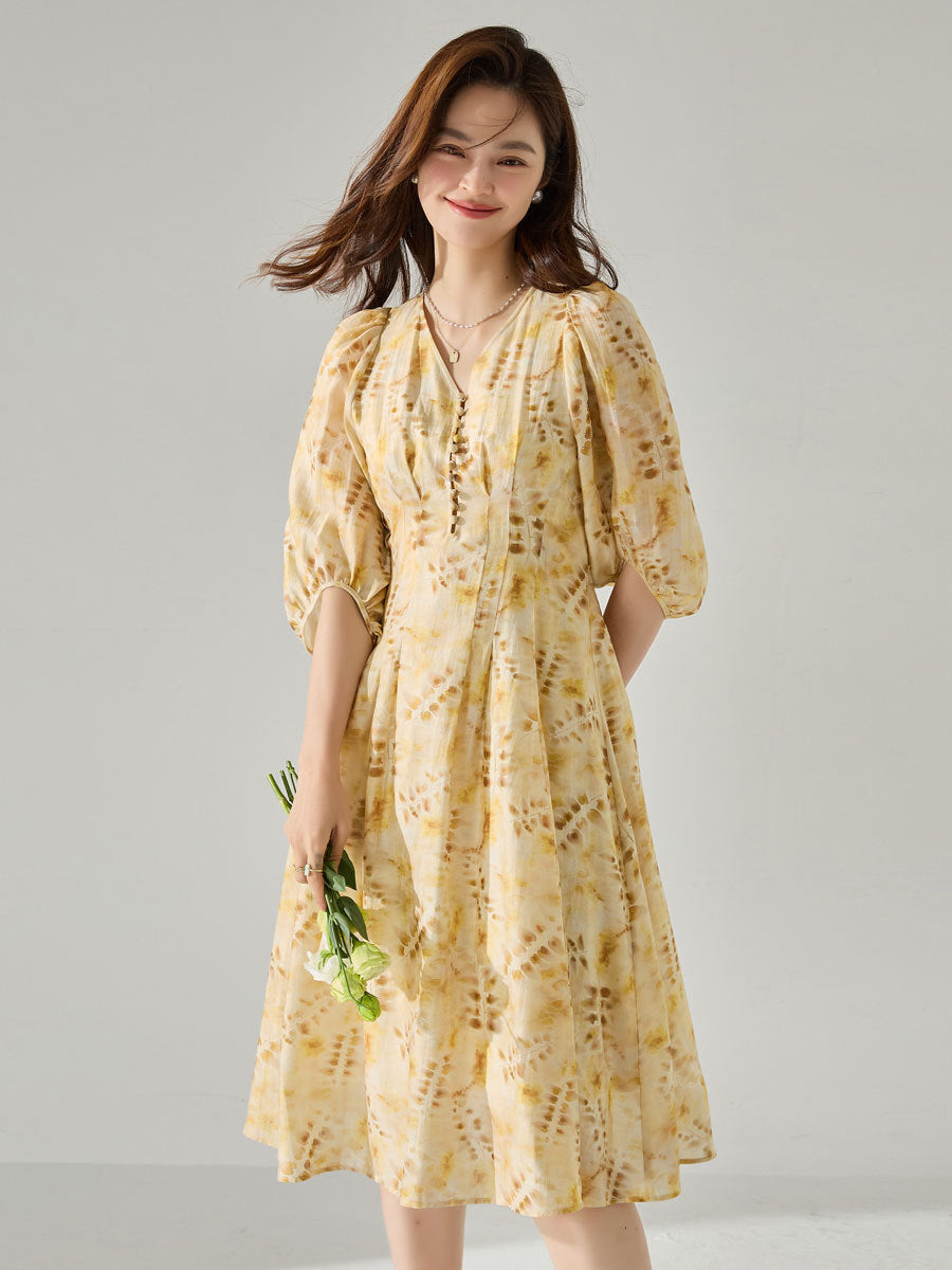 韓国ファッション SELCA-イエロータックワンピース-2024ss-155-04