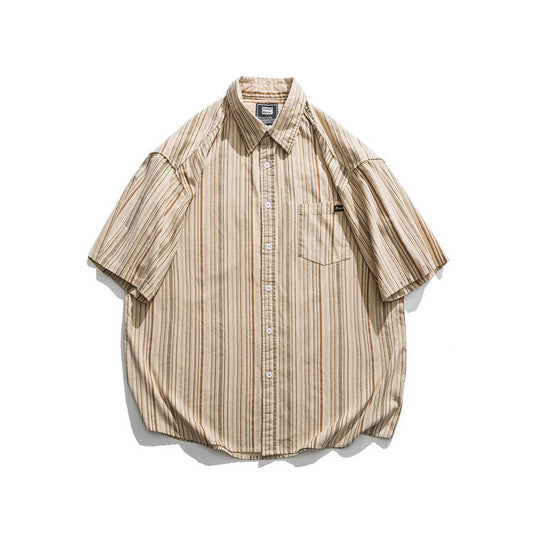 韓国ファッション SELCA-city boy vertical striped casual shirt-mselca2024ss-081-01