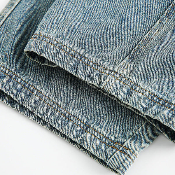 韓国ファッション SELCA-Washed jeans men's 3D pocket decoration straight length pants-mselca2024ss-019-05