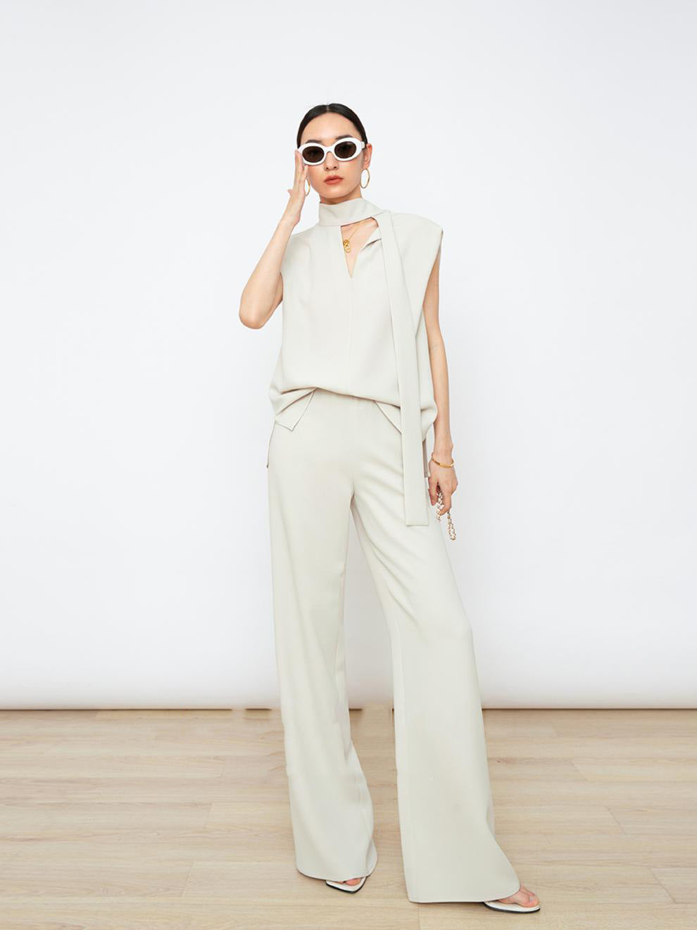 韓国ファッション SELCA-ショルダーリボンパンツスタイルセットアップ-2024ss-0062-015