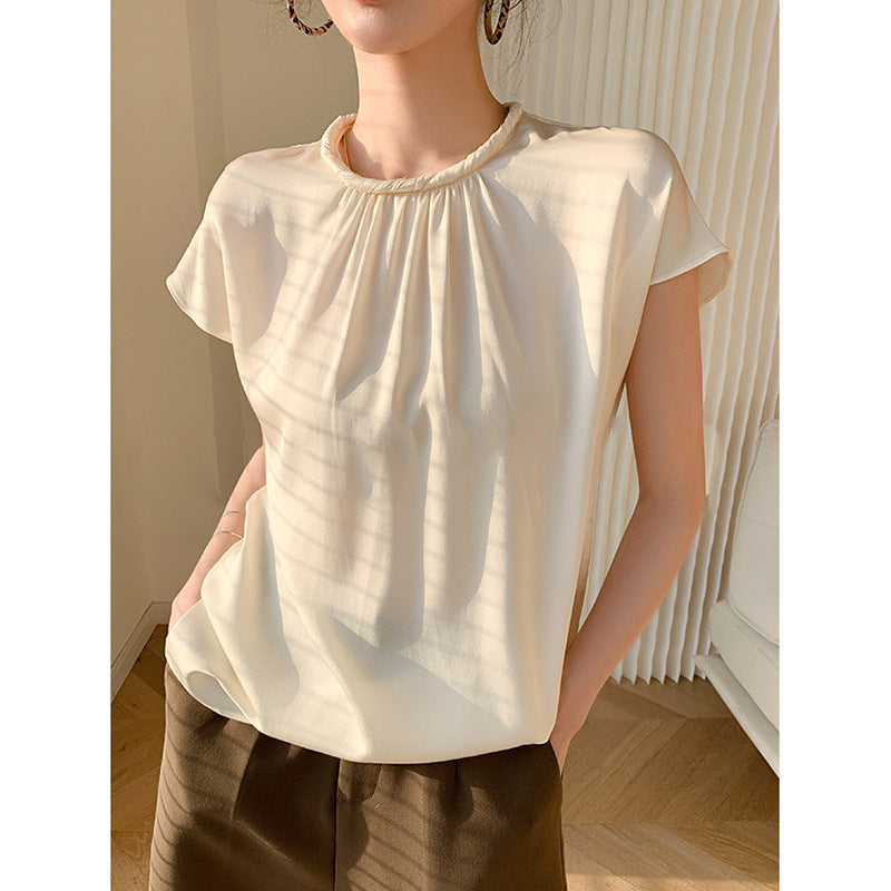 韓国ファッション SELCA-サテンハーフブラウス-2024ss-0044-06