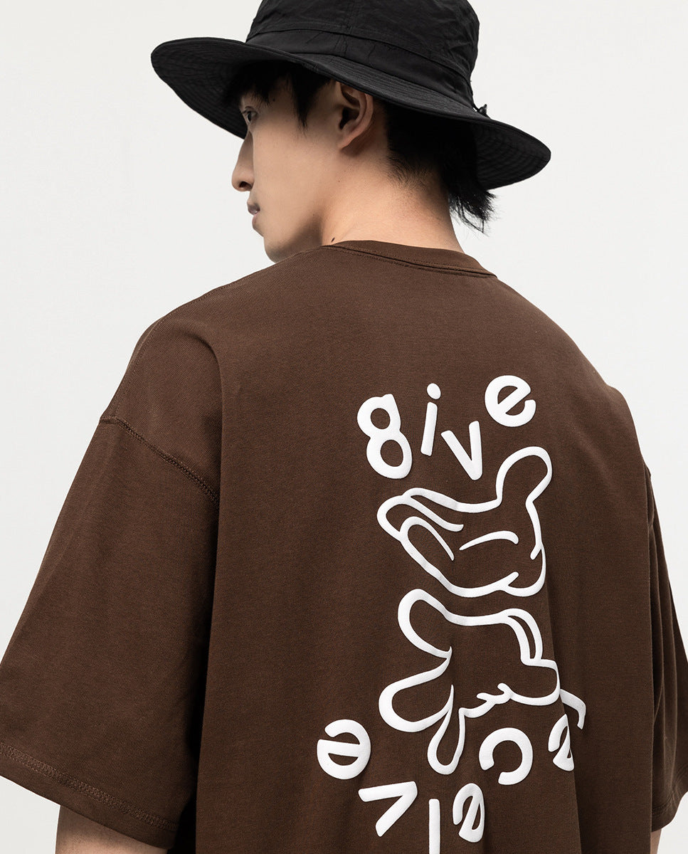 Trend Personalized Embroidery Print Cotton Short Sleeve