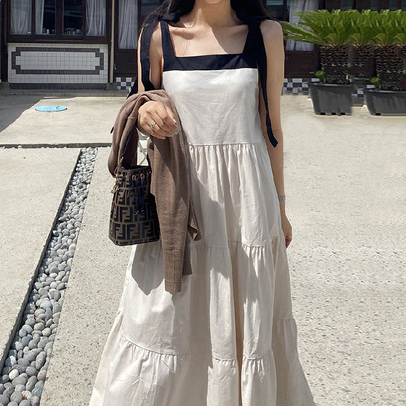 韓国ファッション SELCA-配色ストラップティアードワンピース-2023ss-op13-02