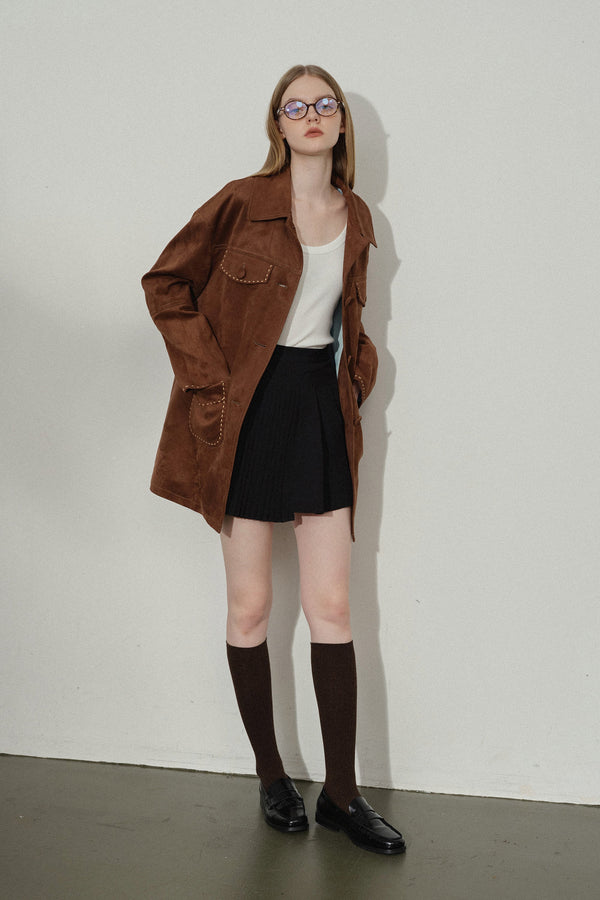 韓国ファッション SELCA-スエードミドル丈コート-2023aw-ou51-018