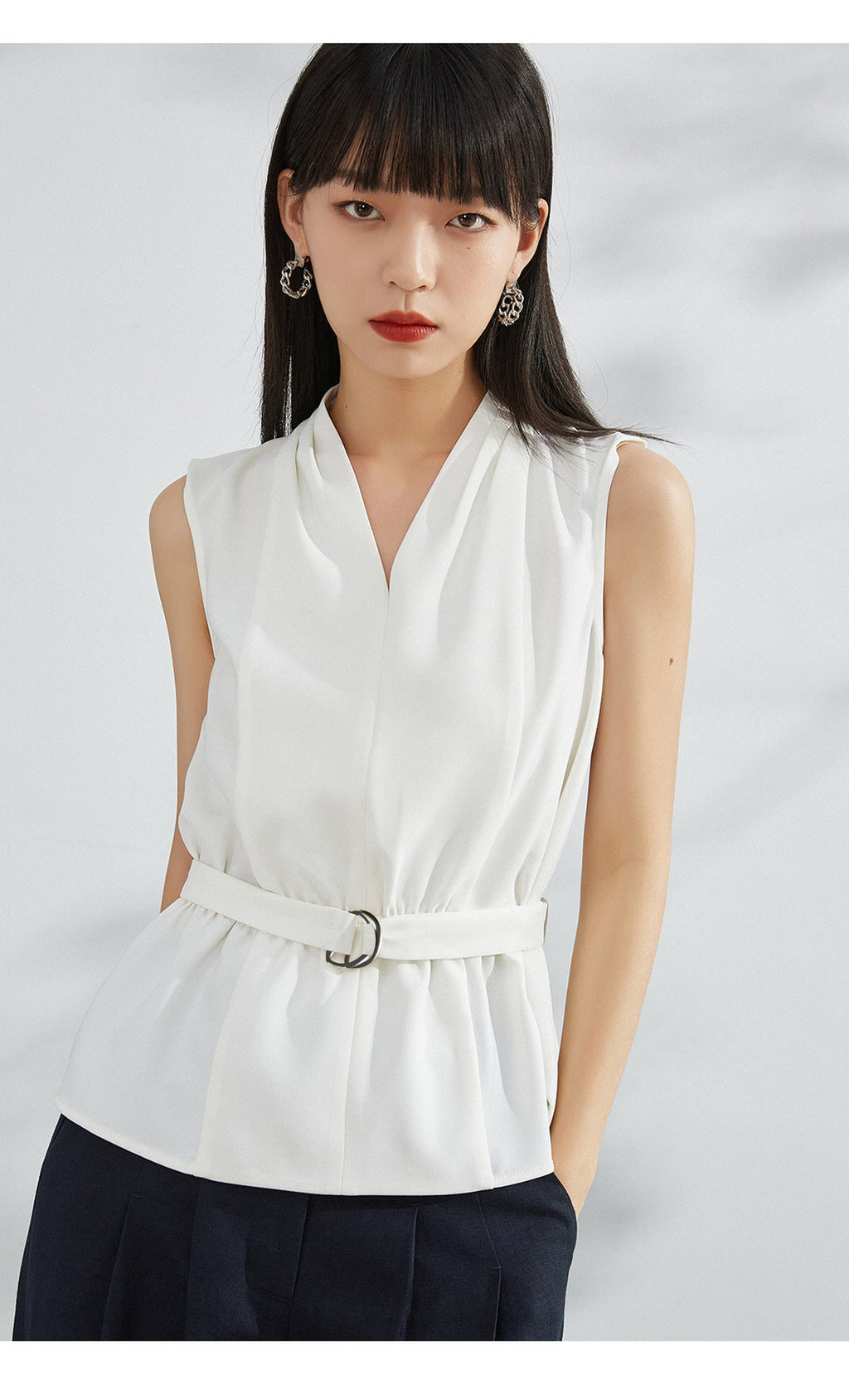 韓国ファッション SELCA-ノースリーブシャツチュニック-2024ss-tp34-05