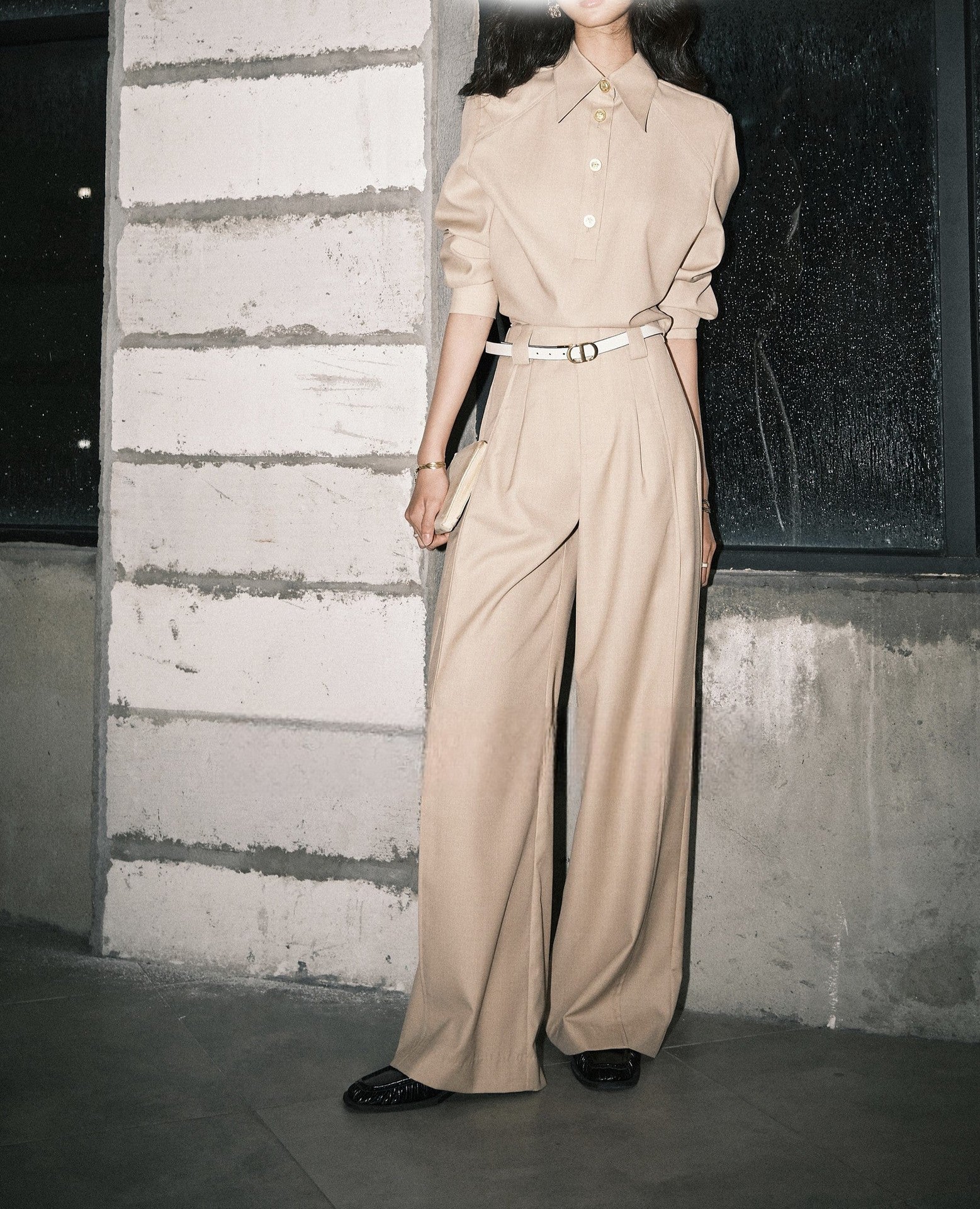 韓国ファッション SELCA-ゴールドアクセントセットアップ(パンツ)-2024ss-66-015
