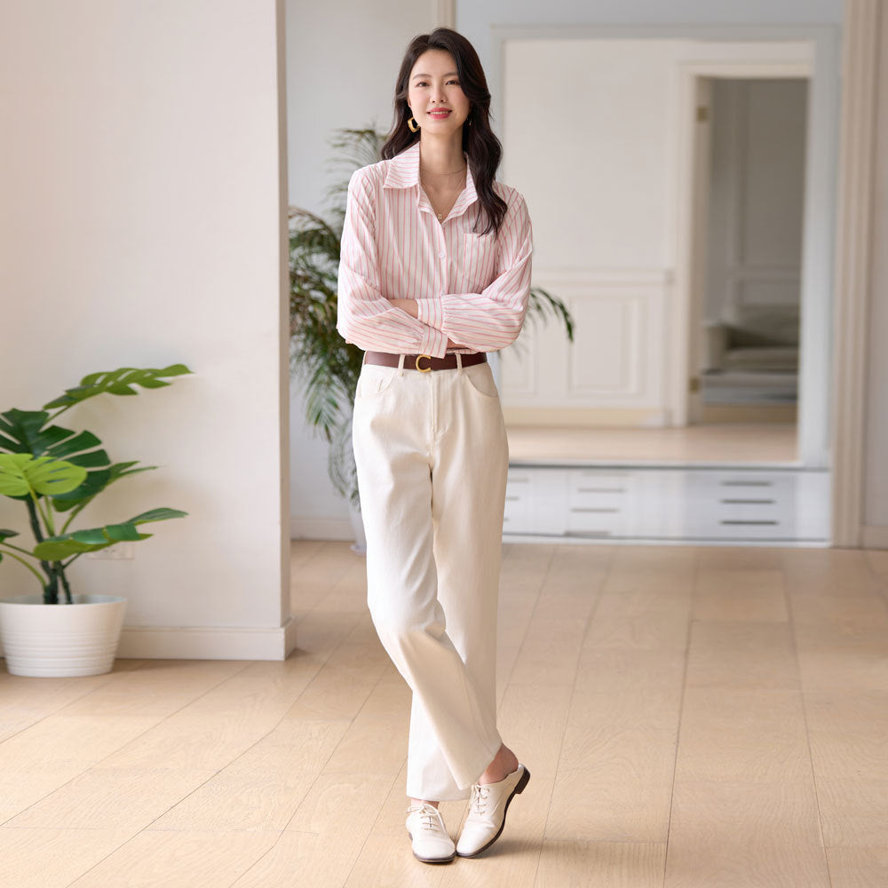 韓国ファッション SELCA-ストライプシャツ&カーディガンセット-2024ss-88-02