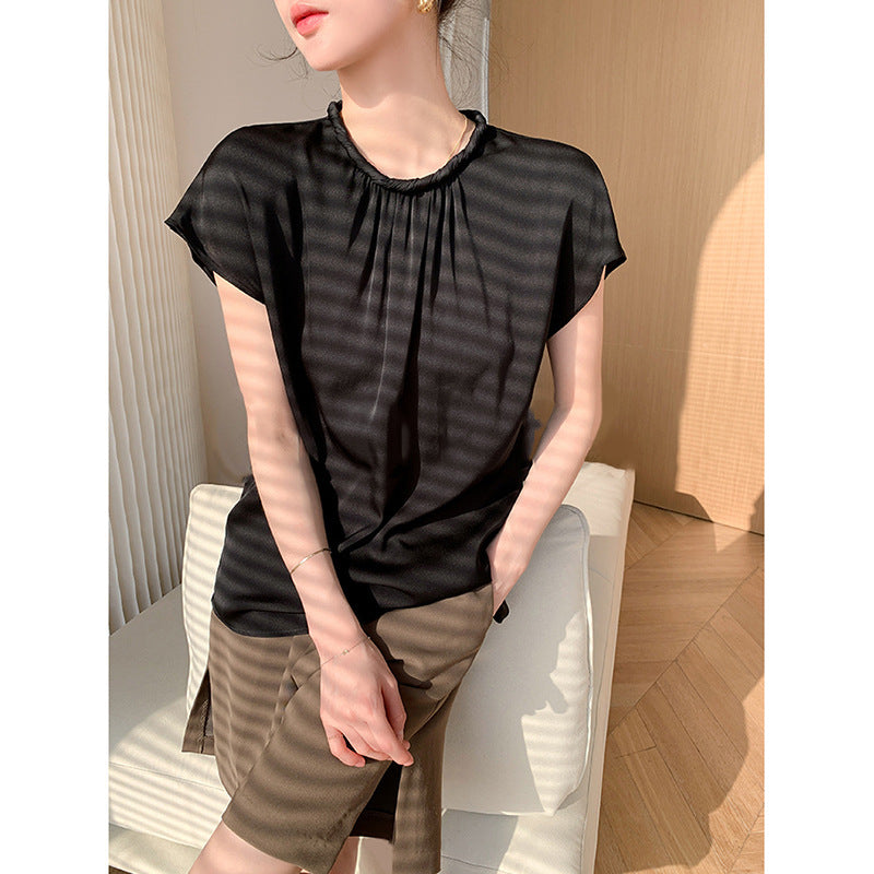韓国ファッション SELCA-サテンハーフブラウス-2024ss-0044-012