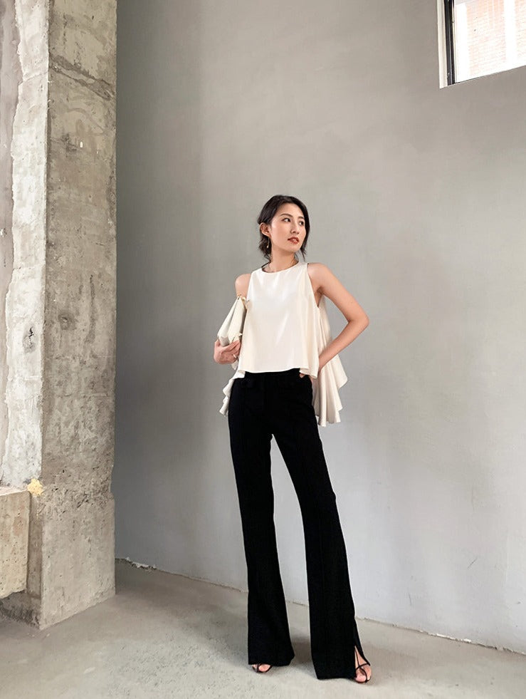 韓国ファッション SELCA-センタースリットフレアパンツ-2023ss-ptbk-01