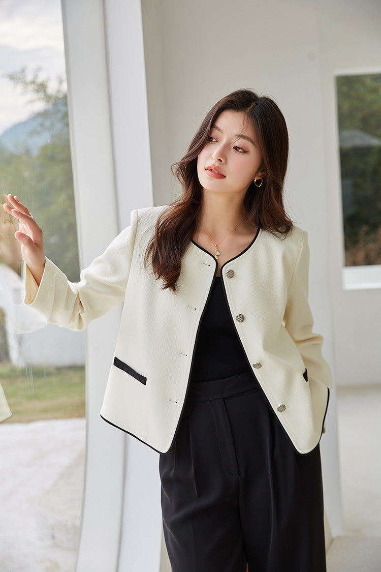韓国ファッション SELCA-フレンチバイカラージャケット-2024ss-ou11-010