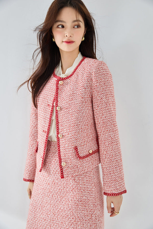 韓国ファッション SELCA-フレンチレッドパイピングツイードジャケット-2024ss-ou30-09