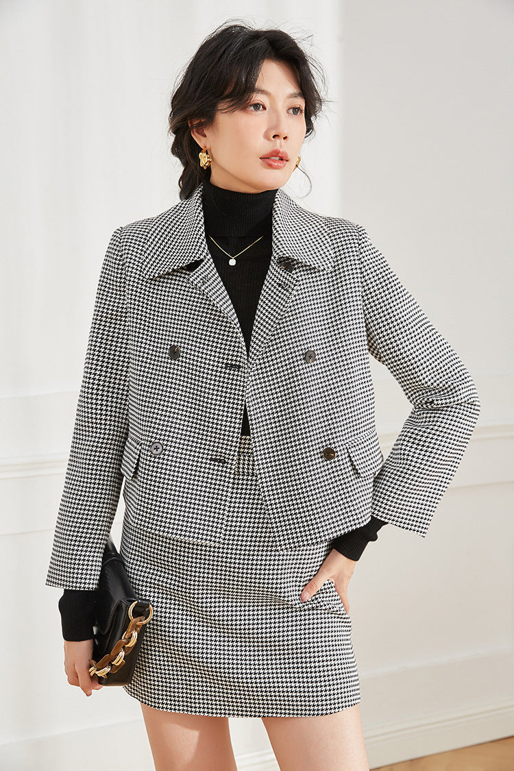 韓国ファッション SELCA-千鳥柄モノトーンジャケット-2024ss-ou24-01