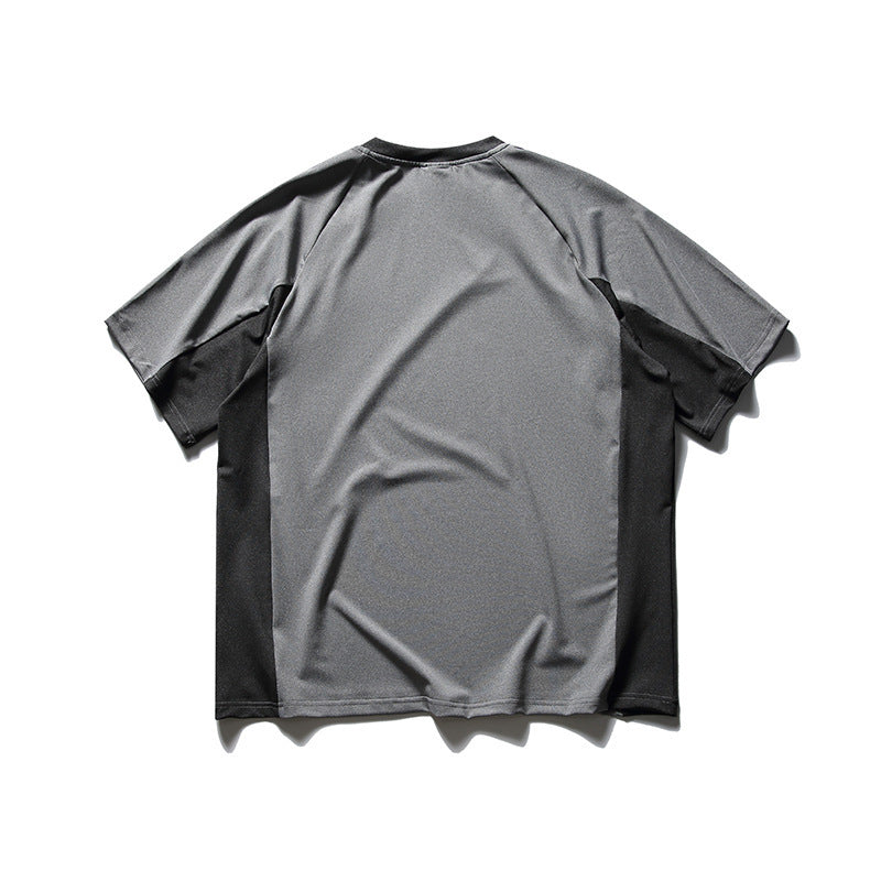 韓国ファッション SELCA-FORN3 2024夏新作アメリカントレンドルーズ半袖トップデザインコントラストカラーパッチワークカップルTシャツ-mselca2024ss-0134-04