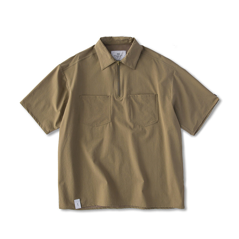 韓国ファッション SELCA-half zip double pocket shirt-mselca2024ss-097-09