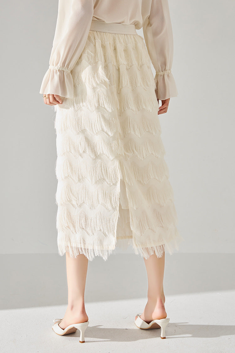 韓国ファッション SELCA-フェザーシルクフリンジスカート-2024ss-137-08