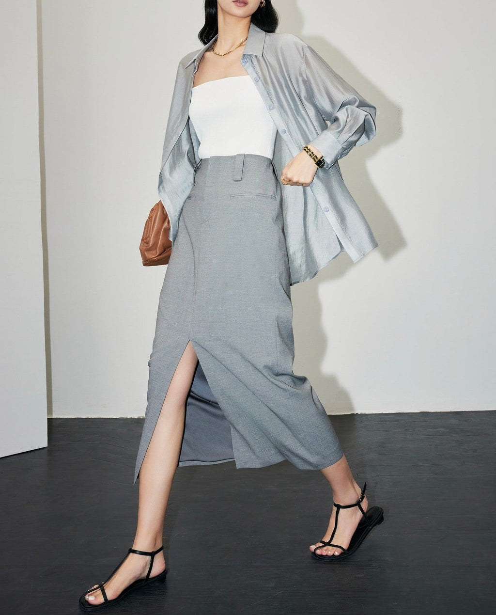 韓国ファッション SELCA-Vネック ノースリーブスリーピース-2024ss-0019-01