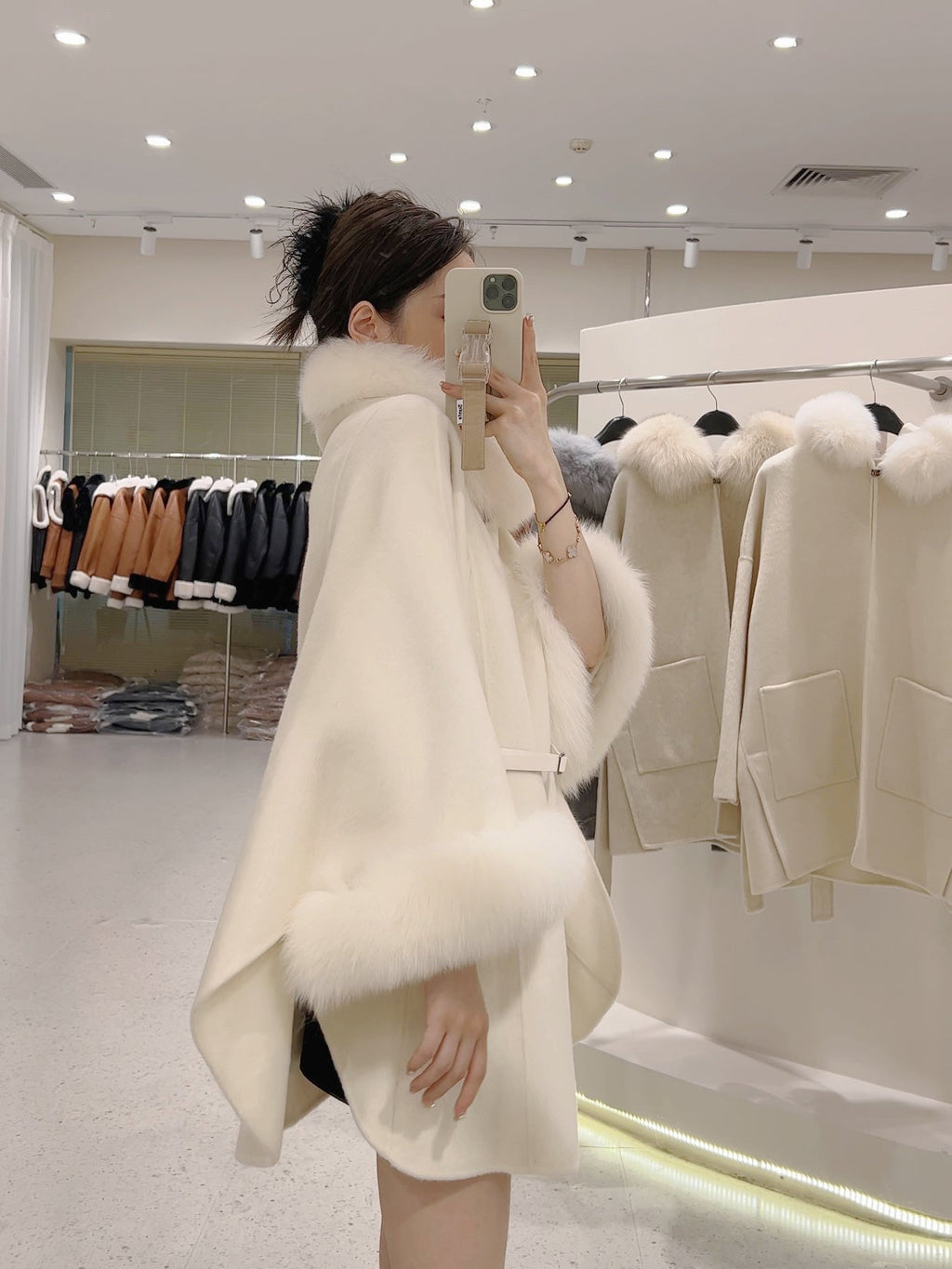 韓国ファッション SELCA-ファーカシミアウールケープコート-2023aw-ou39-010