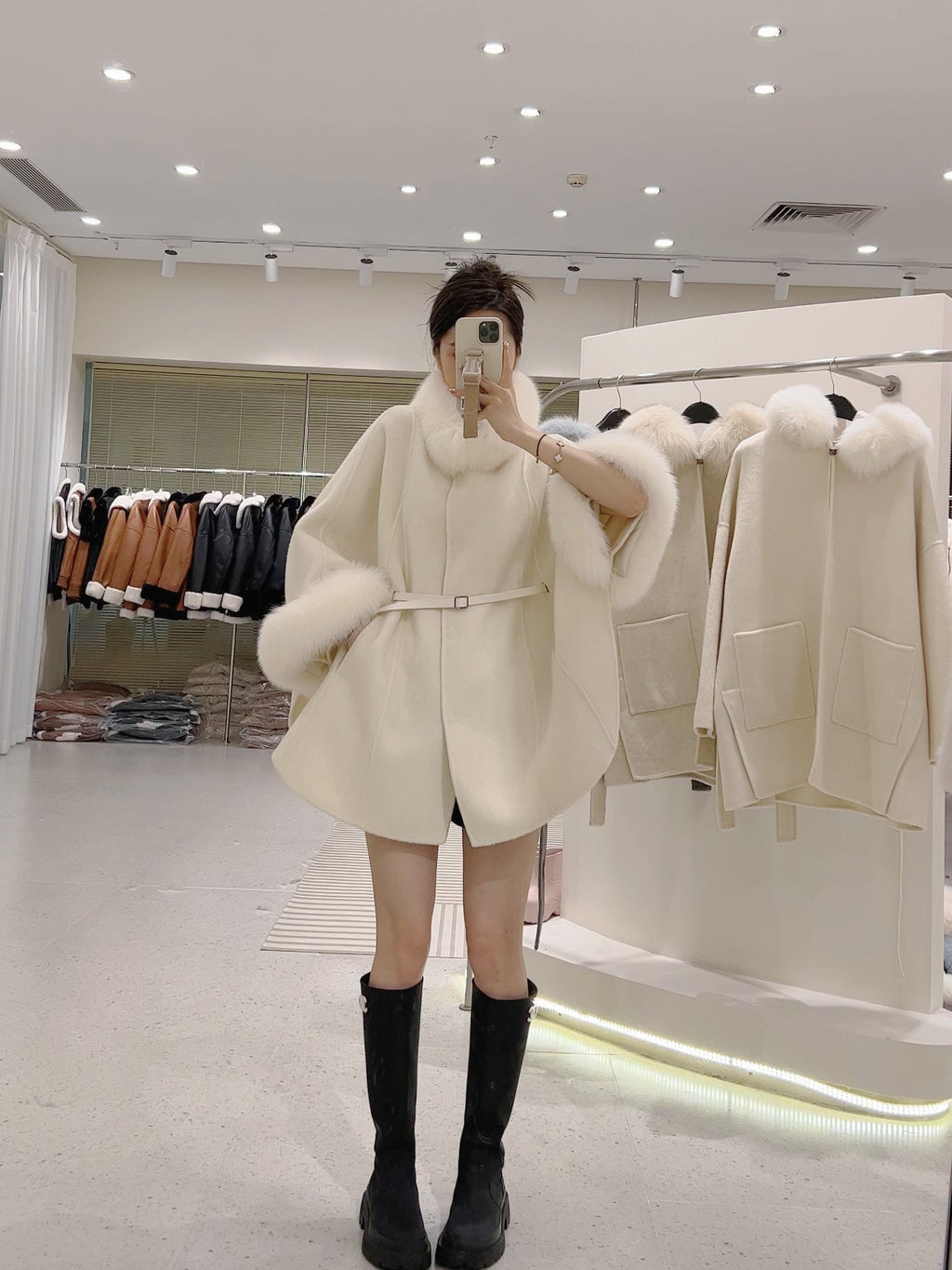 韓国ファッション SELCA-ファーカシミアウールケープコート-2023aw-ou39-013