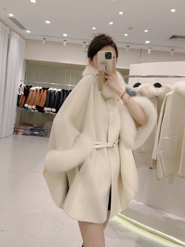 韓国ファッション SELCA-ファーカシミアウールケープコート-2023aw-ou39-012