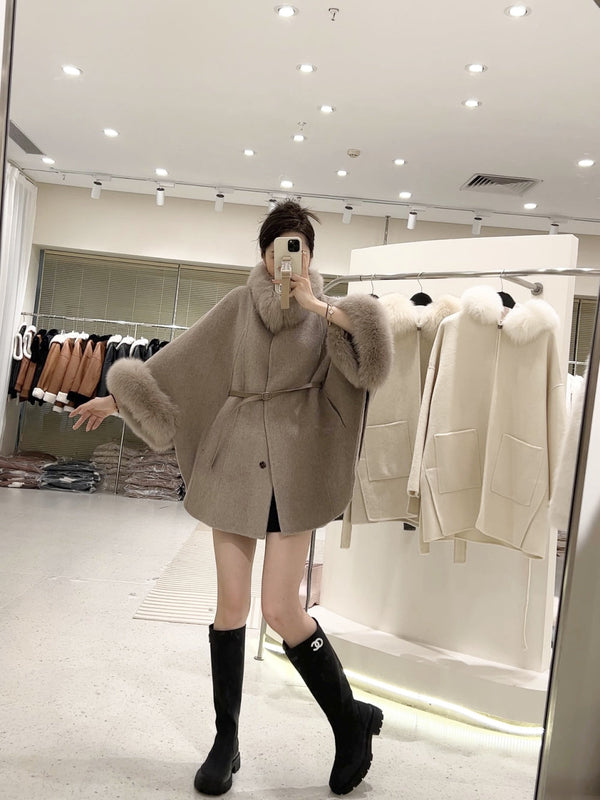 韓国ファッション SELCA-ファーカシミアウールケープコート-2023aw-ou39-06