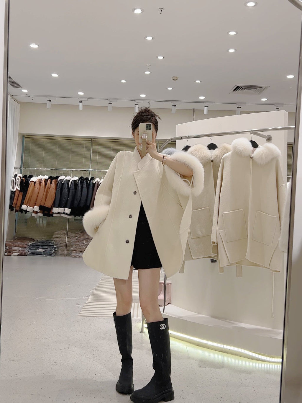 韓国ファッション SELCA-ファーカシミアウールケープコート-2023aw-ou39-017