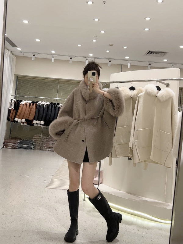 韓国ファッション SELCA-ファーカシミアウールケープコート-2023aw-ou39-07