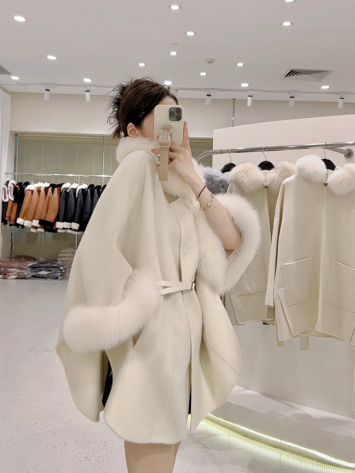 ファーカシミアウールケープコート | 韓国ファッション SELCA（セルカ 