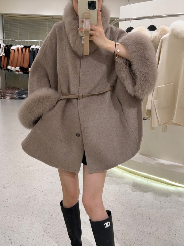韓国ファッション SELCA-ファーカシミアウールケープコート-2023aw-ou39-08