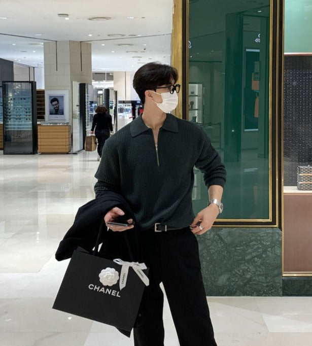 韓国ファッション SELCA-half zip light sweater-2024ss-tp05-03