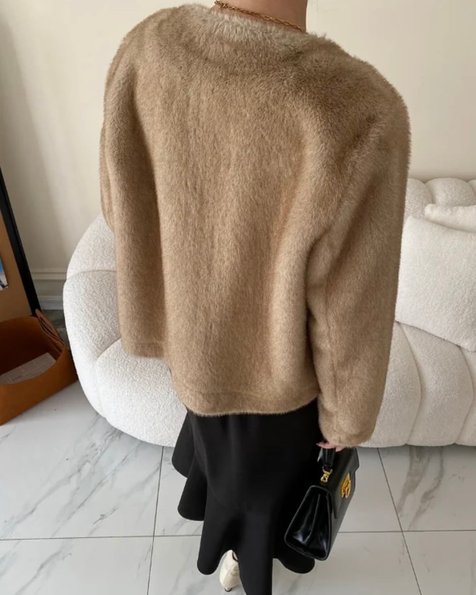 韓国ファッション SELCA-フェイクファーショートコート-2023aw-ou40-010