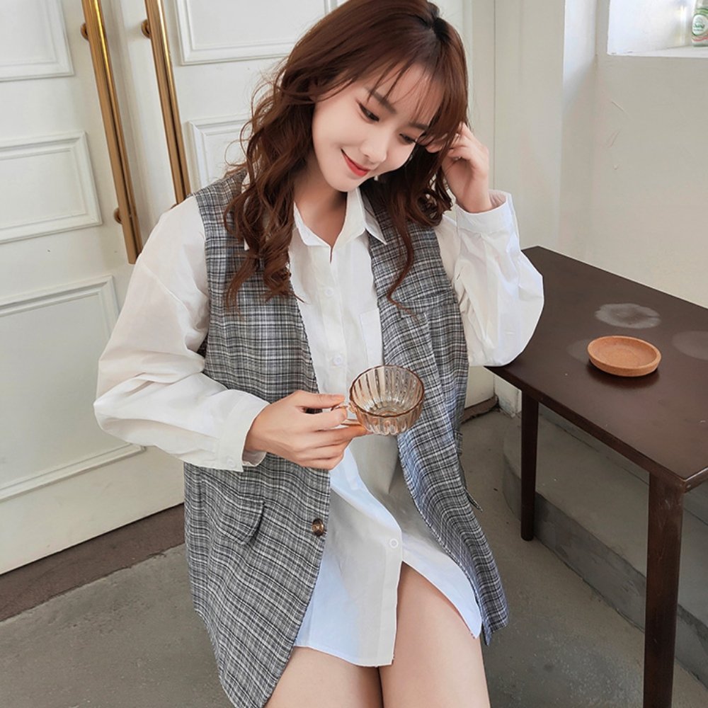 韓国ファッション SELCA-チェックデザインジレ-2023ss-ot24-1-03