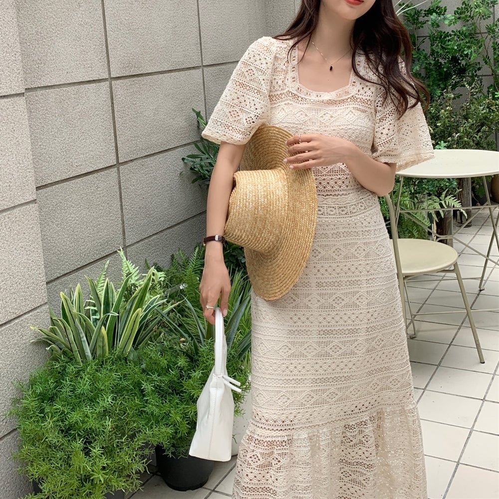 韓国ファッション SELCA-フレンチクロシェワンピース-2023ss-op43-010