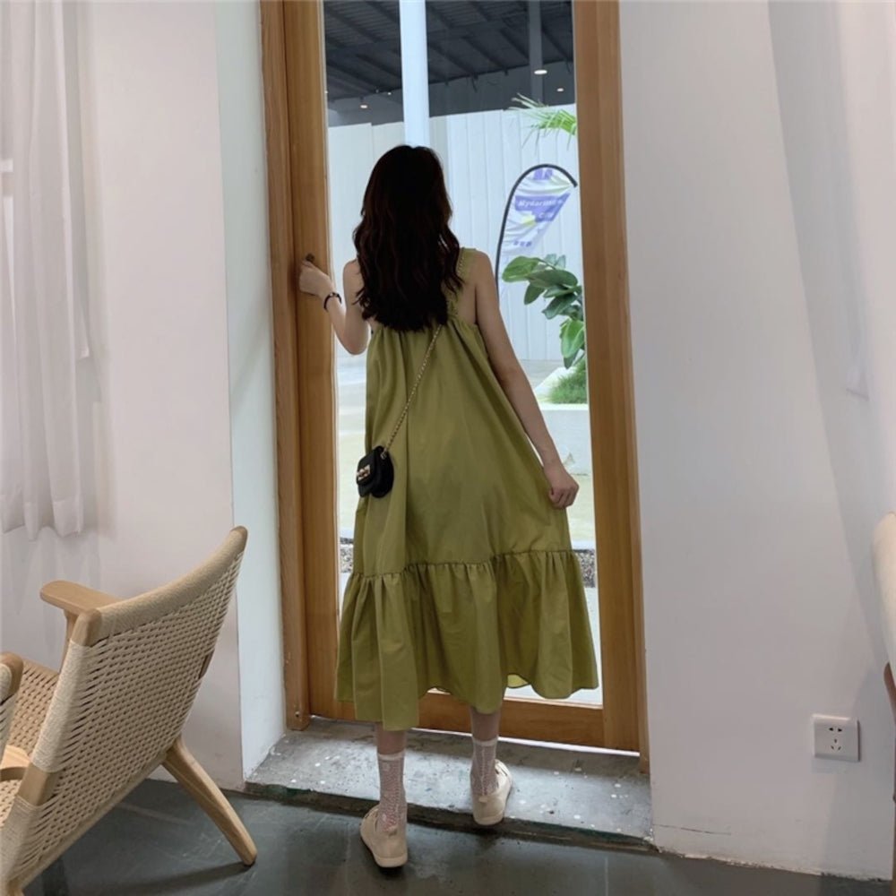 韓国ファッション SELCA-スクエアネックノースリーブワンピース-2023ss-op42-04