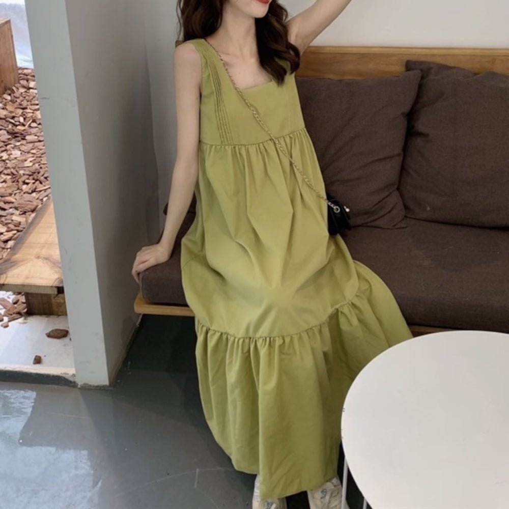 韓国ファッション SELCA-スクエアネックノースリーブワンピース-2023ss-op42-05