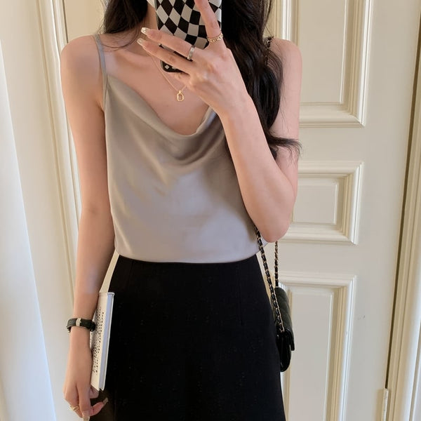 韓国ファッション SELCA-ベーシックサテンキャミソール-2023ss-tp23-012