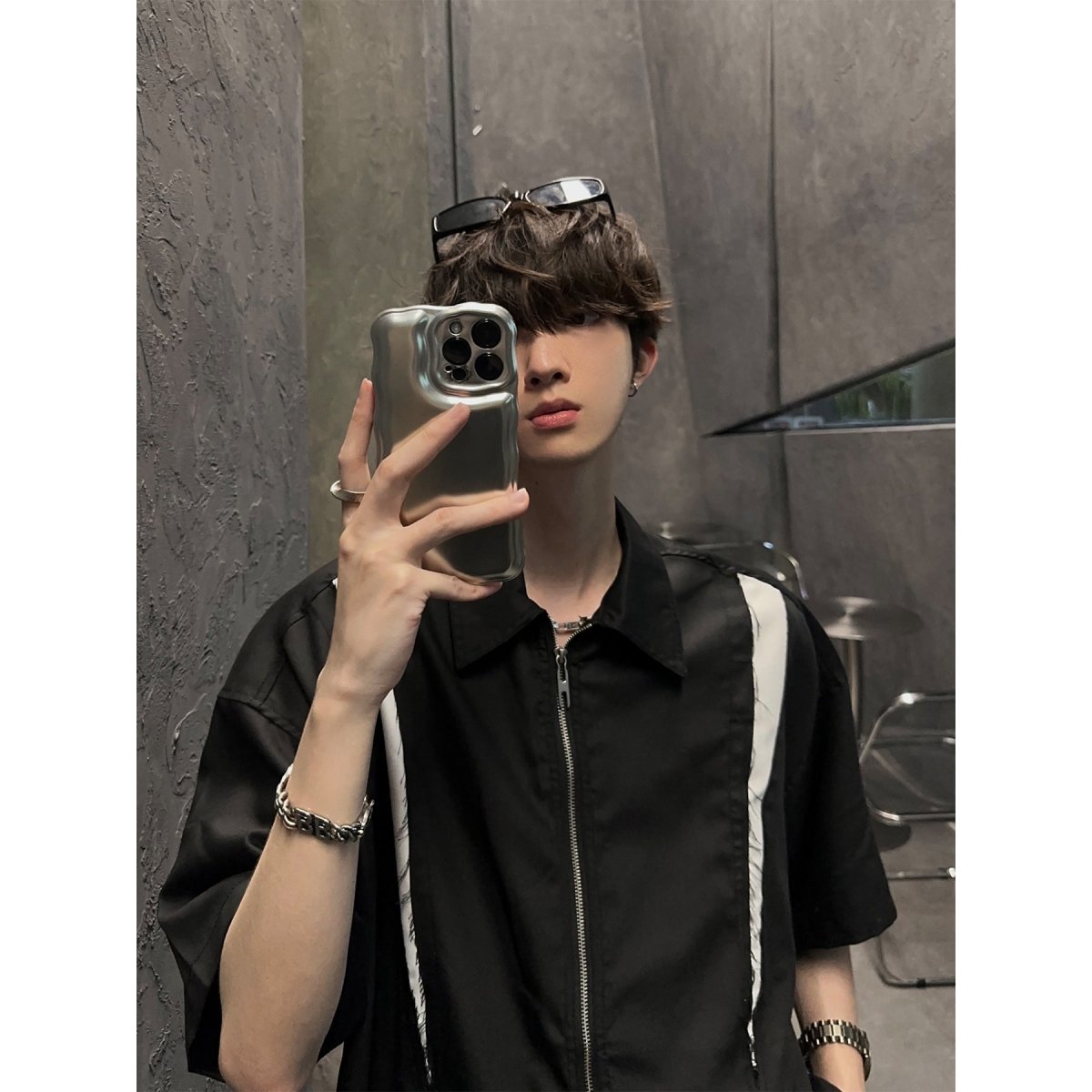 韓国ファッション SELCA-Accent line shirt-mselca2023aw05-02