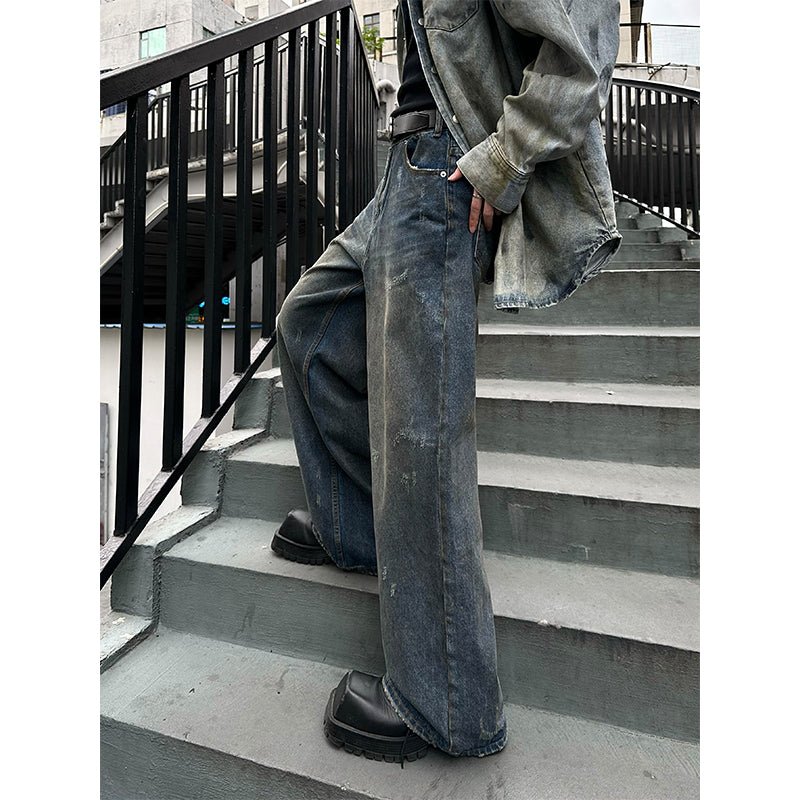 韓国ファッション SELCA-Wide denim straight pants-mselca2023aw1000-01