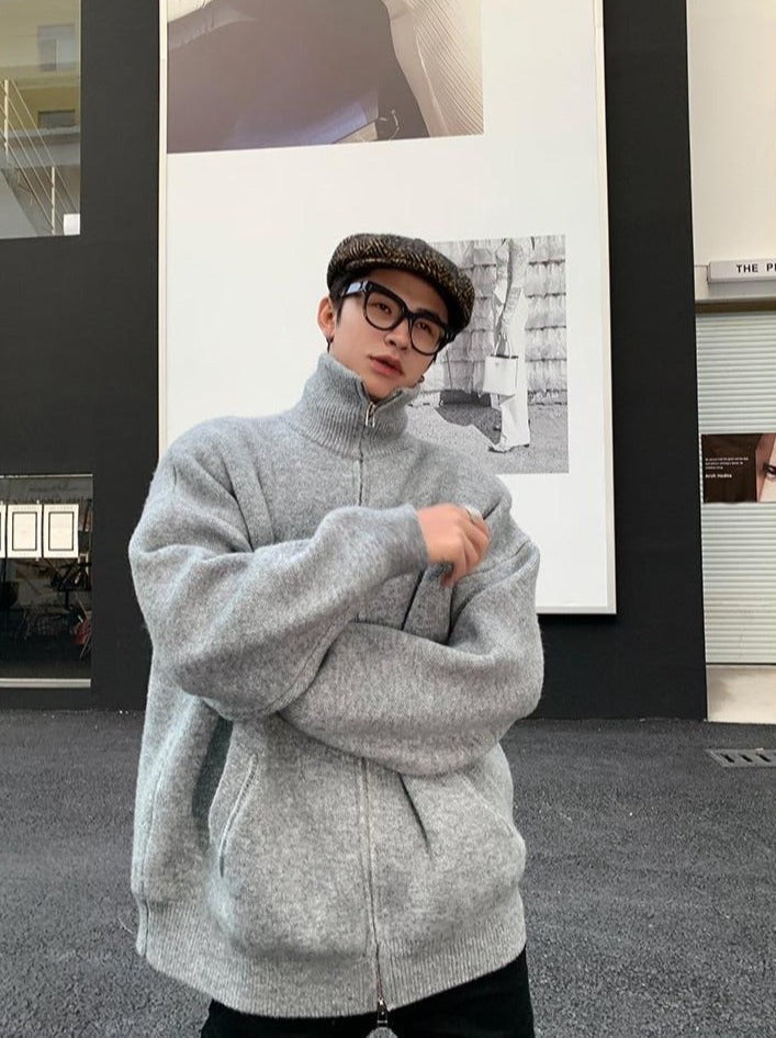 韓国ファッション SELCA-Zipper Cotton Cardigan-mselca2023aw1019-02