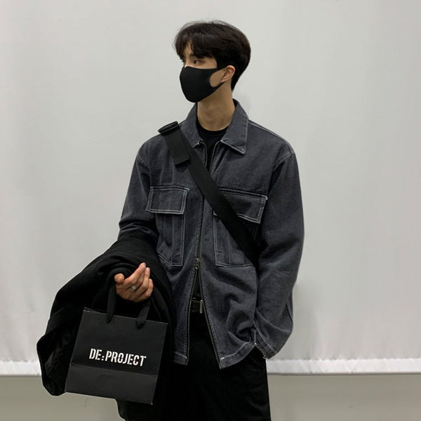 韓国ファッション SELCA-Zipper denim jacket-mselca2023aw1020-02